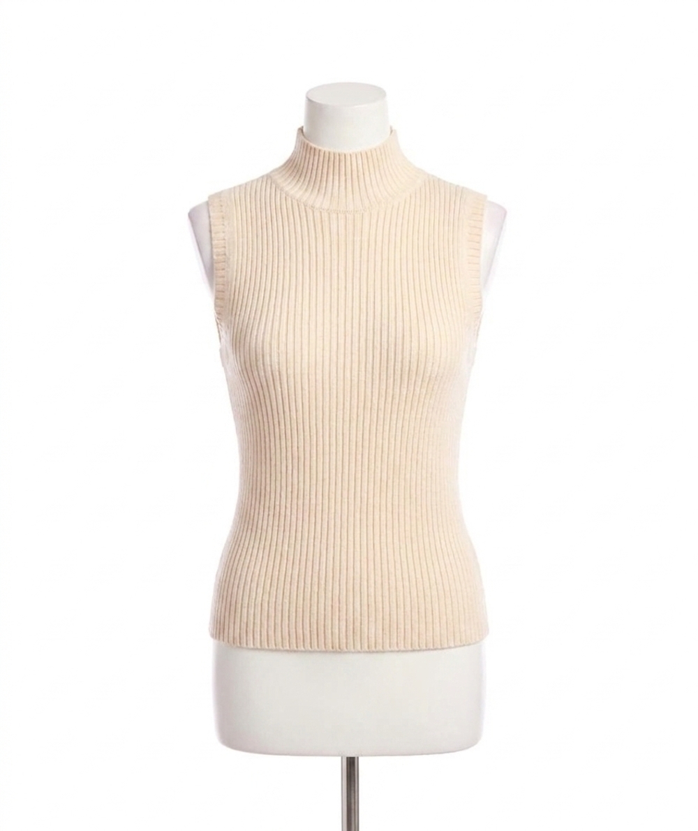 NEW KAREN KANE raquel ribbed turtleneck sweater tank top in ecru